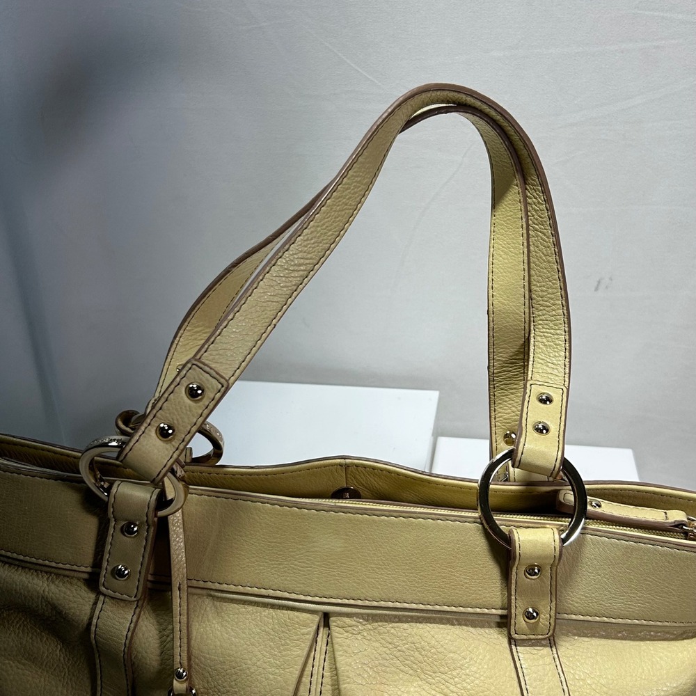 Etienne Aigner Cream Leather Tote Bag Shoulder Bag Gold Hardware - Picture 3 of 13